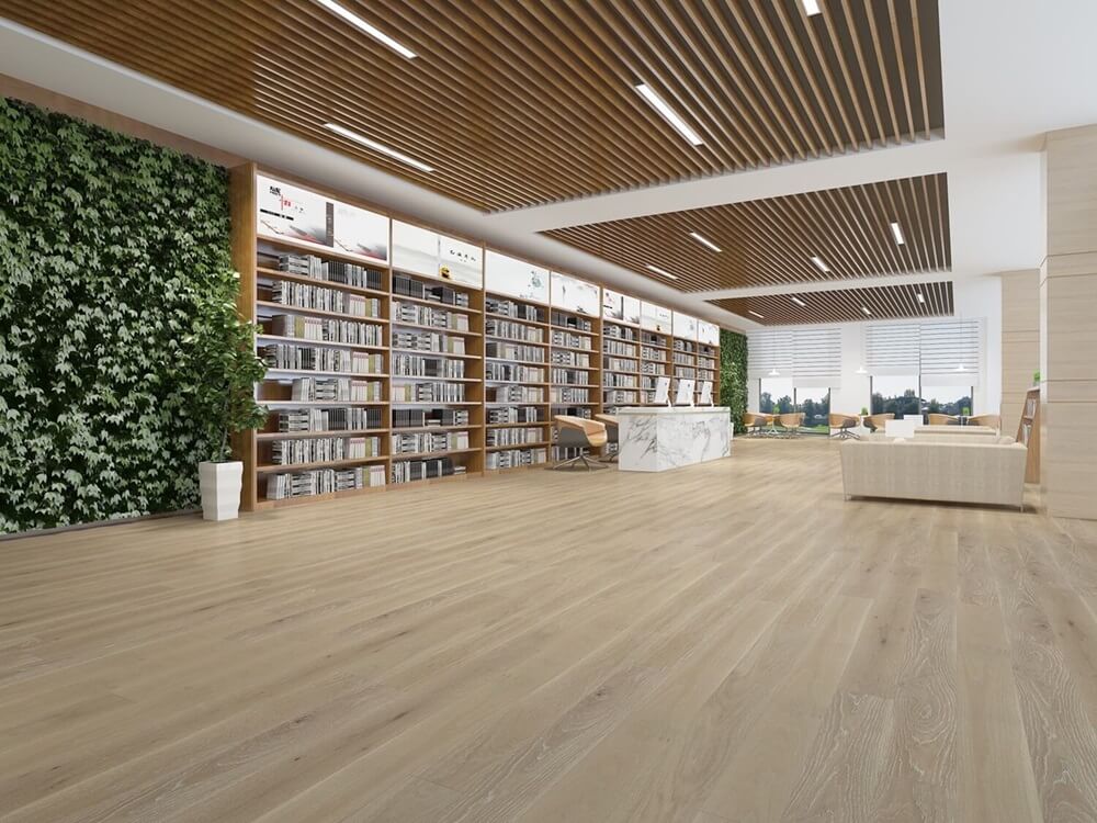 Driftwood flooring in a commercial setting