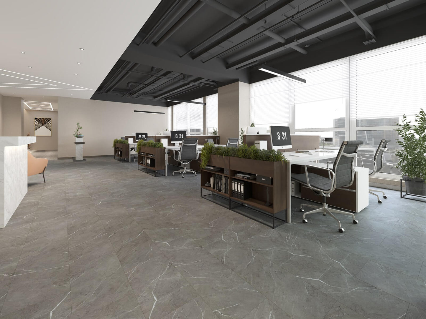 Monterey Grey Vinyl Tile in office setting