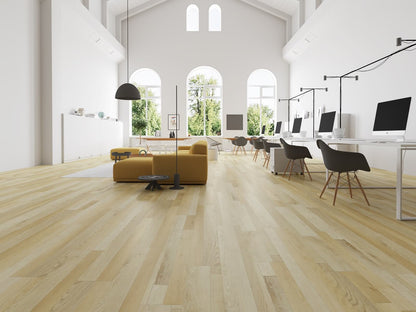 Monterey sandstone vinyl plank flooring in office